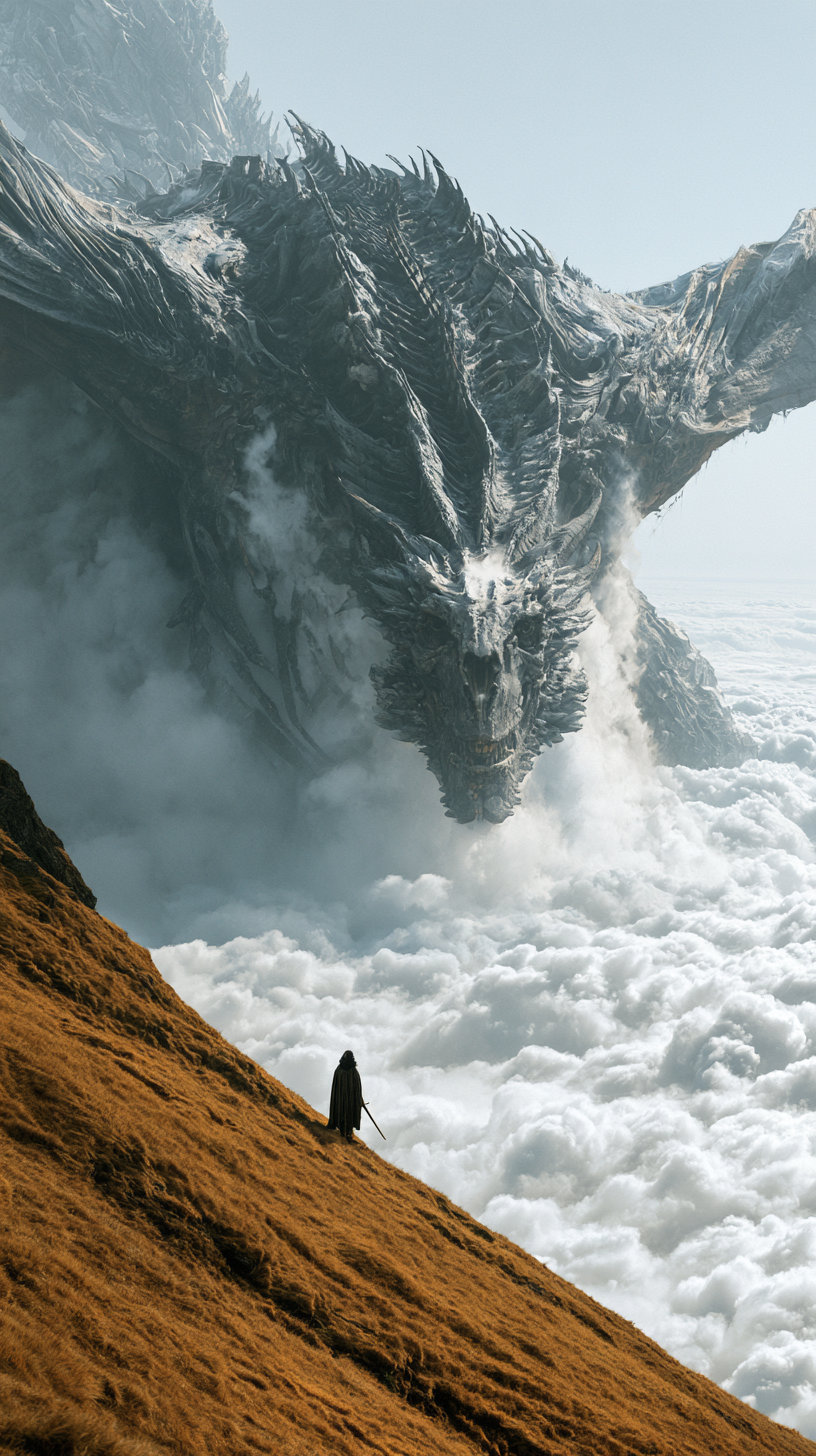 Dragon Descending On Knight ColossalCreatures